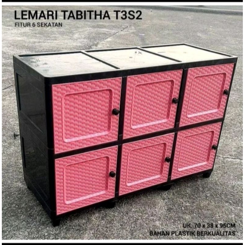 lemari plastik meja tv tabitha / lemari plastik triple cabinet
