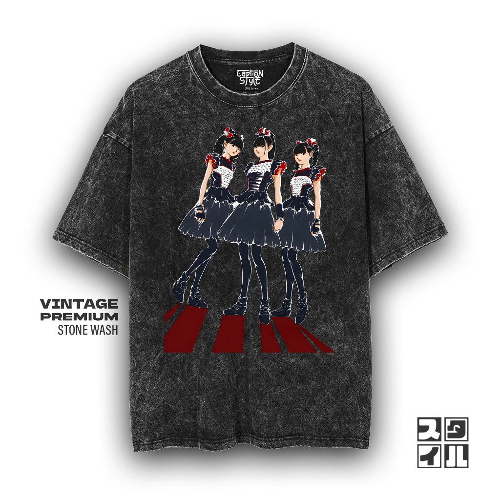 Caption'Style Baju Band Baby Metal MEMBERS Kaos Stonewash | Kaos Oversize Wanita | Kaos Pria | Kaos 