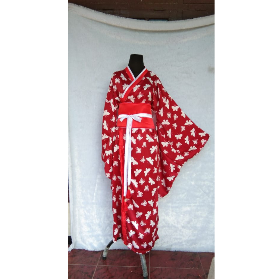 BAJU KIMONO JEPANG MOTIF MERAH Motif Menyesuaikan STOK | Baju karnaval tema kimono jepng