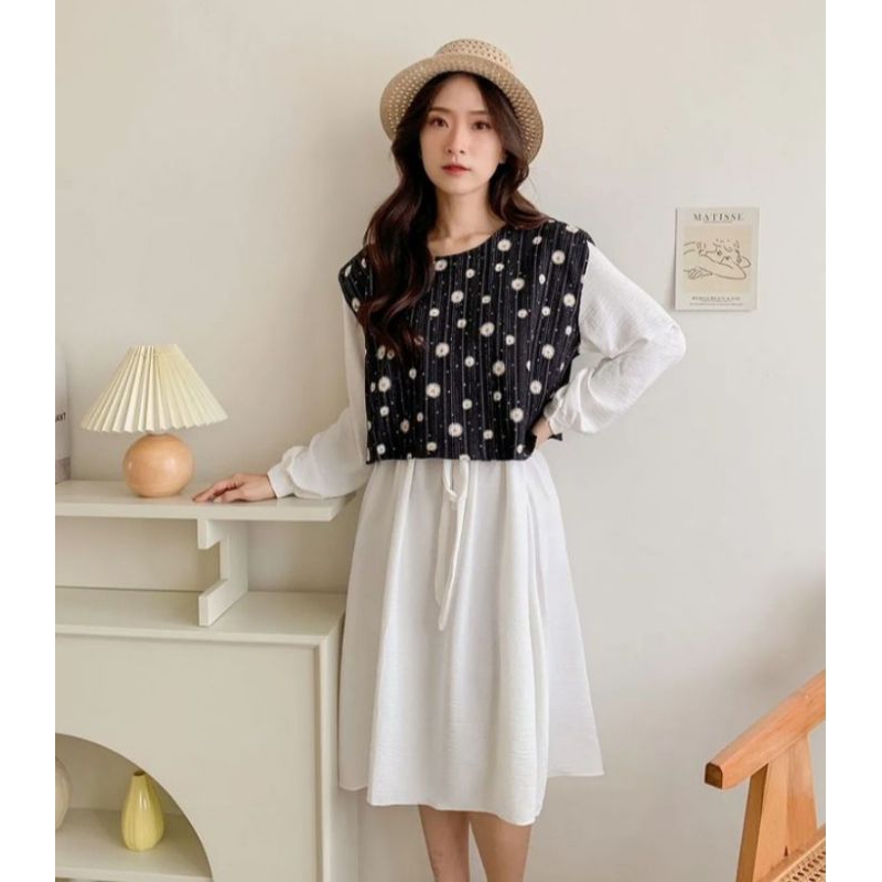 TUNIK CRINKLE MOTIF BUNGA KOMBINASI / TUNIK MASA KEKINIAN TERLARIS