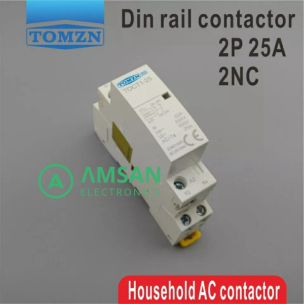 Kontaktor 2NO 2NC 1NO1NC 25A AC 220V TOMZN TOCT1 2P Din-Rail Contactor - 2NC Limited