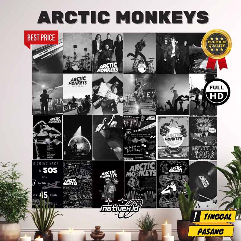 (Isi 24 Pcs) Poster Dinding Aesthetic | Poster Dinding Tema Arctic Monkeys | Poster Dinding Arctic M