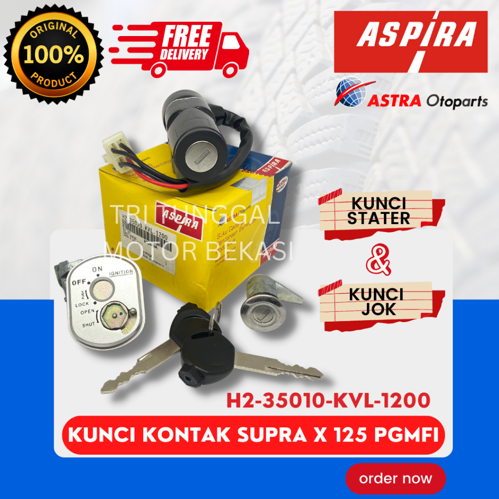 [READY COD] KUNCI KONTAK SET ASPIRA SUPRA X 125 PGMFI / KUNCI KONTAK ASSY + JOK / PAKET SET KUNCI KO