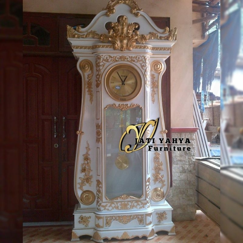 Lemari jam ruang tamu Lemari jam ding dong Lemari jam hias bahan kayu jati P120xL40xT240