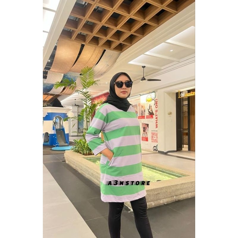 Tunik Salur Wanita Terbaru Kaos Tunik Model Terkini Bahan Katun Import Tebal