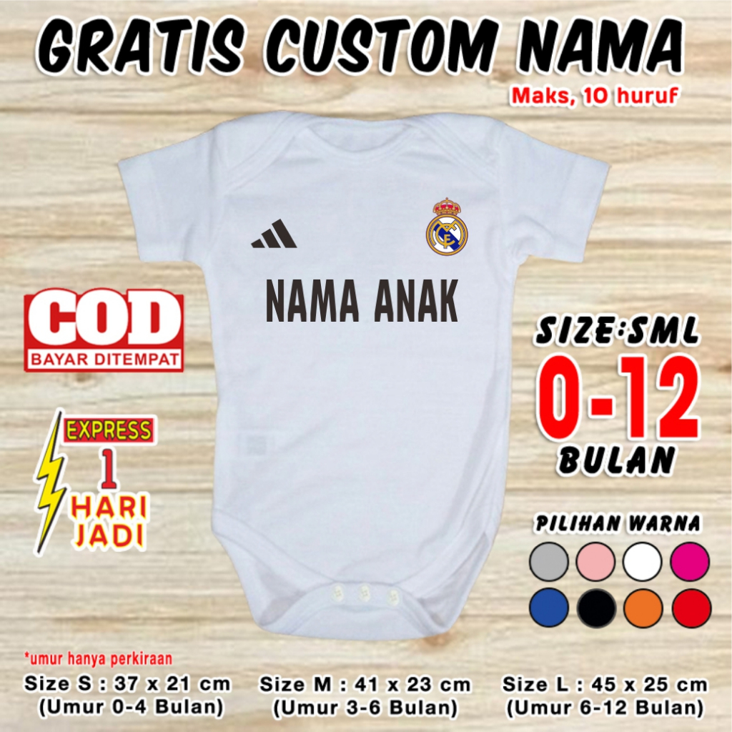 jumper baju bayi bola RMFC GRATIS CUSTOM NAMA set jamper jersey romper kaos pakaian kado laki laki p