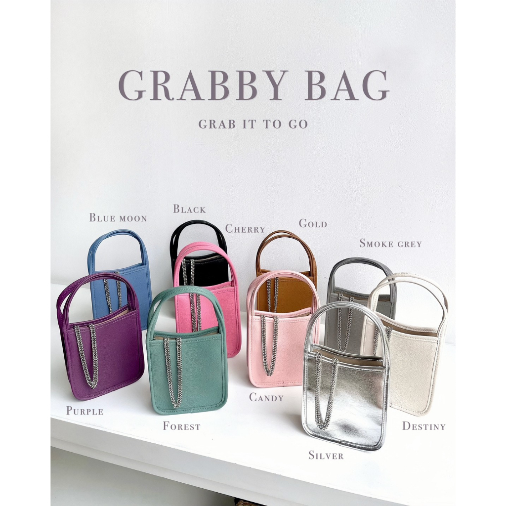 [READY STOCK] GRABBY GRABY GRAB BAG DETACHABLE CHAIN PU GENUINE IT LEATHER KULIT SINTETIS HOLO HOLOG