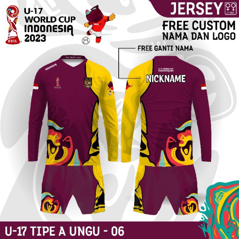 setelan Jersey PIALA DUNIA U-17 SET jersey baju kaos bola piala dunia U17 lengan panjang