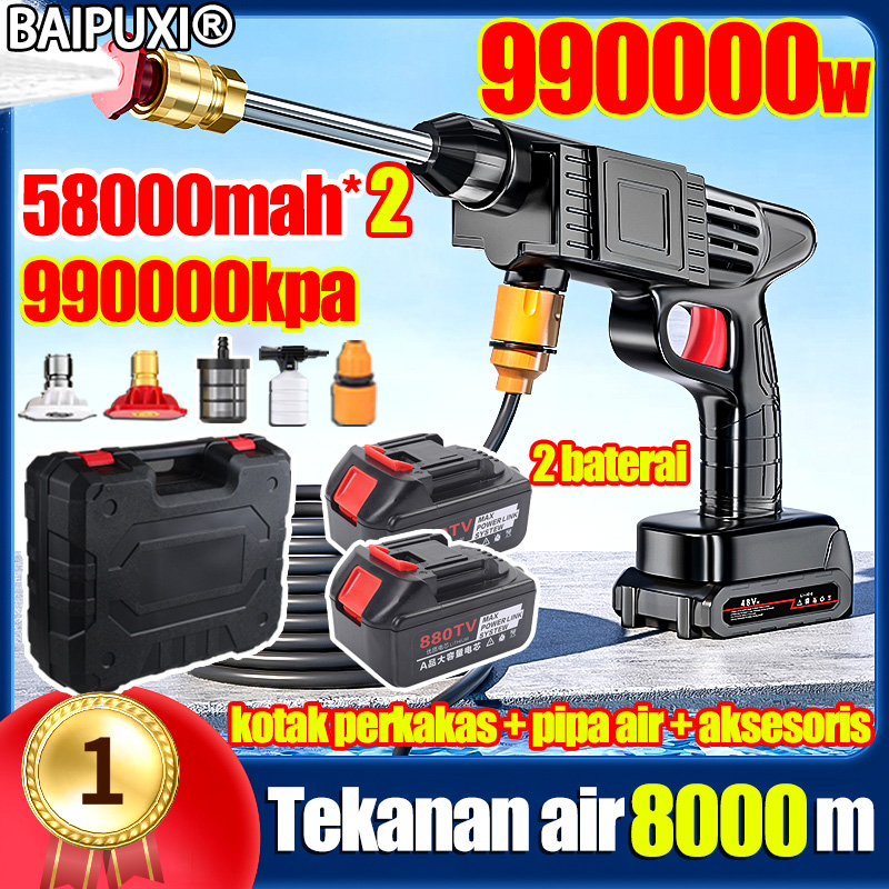 Gratis 10 Baterai BAIPUXI Alat cuci mobil High pressure cleaner 299VF 200bar 25000kpa Built -D dalam