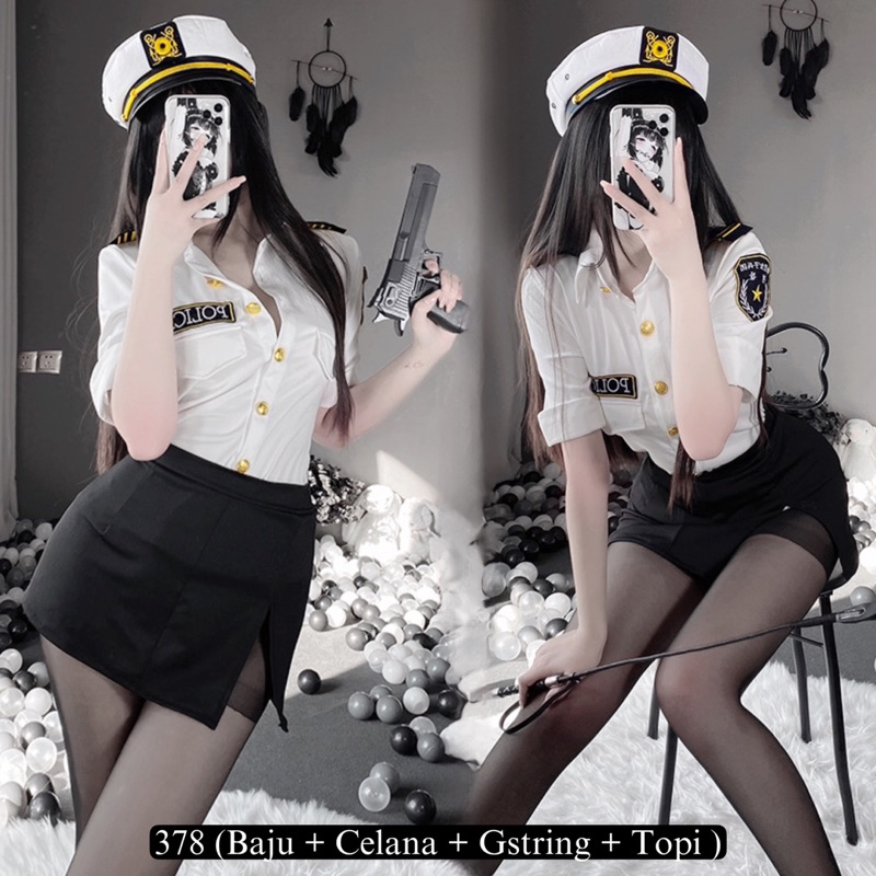 Luckymm Sexy Cosplay Police / Baju Sexy Wanita Set Cosplay Polisi / Set Wanita Cosplay 378 (8346)