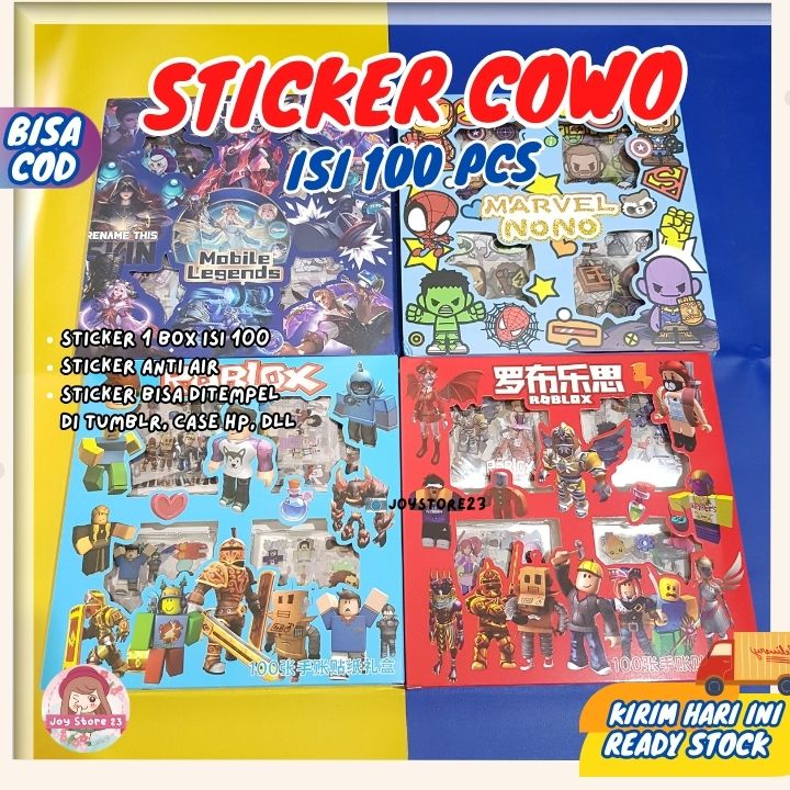 

Sticker Premium PVC Waterproof Karakter Cowok Isi 100 /Roblox/Mobile Legend/Minecraft