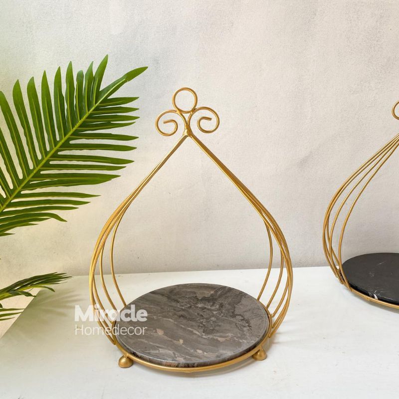 Tray Garlic Buah Besi Top Hpl Motif Marmer / Tray makanan / Keranjang Aesthetic