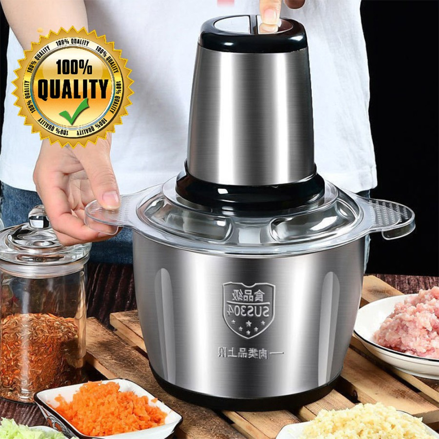 Meat Grinder Stainless 2L 4 Mata Pisau / Blender Daging Stenlis 2 Speed Chopper Stainles Serbaguna C