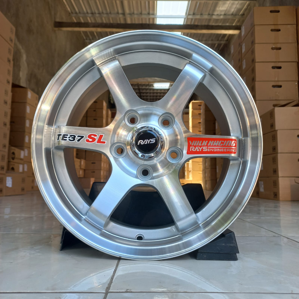 1 SET VELG BARU TE37 SL R15 H5 vcd 114 Lbr 7 ET 35 Wrn Silver Polish