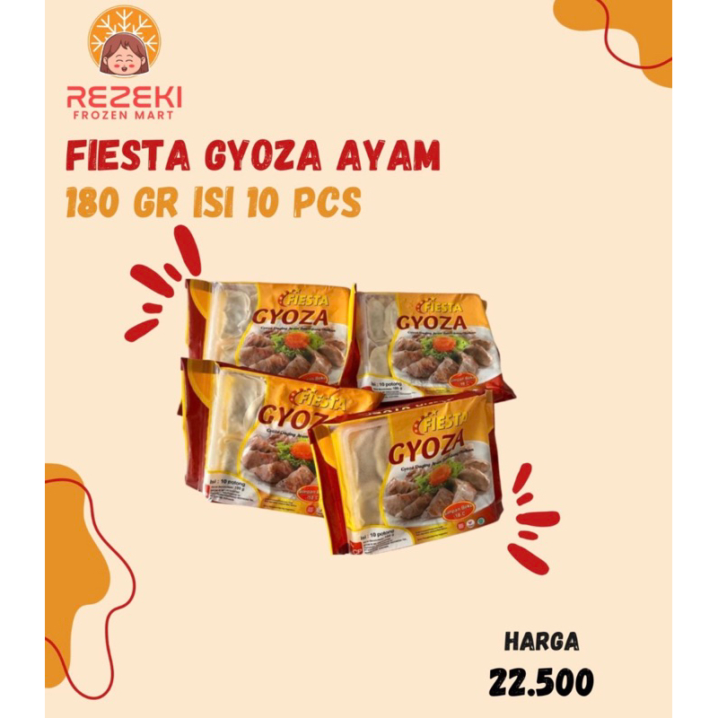 

Fiesta Gyoza 180 Gr | Gyoza Daging Ayam dan Udang Olahan Isi 10 pcs | Frozen Food Murah