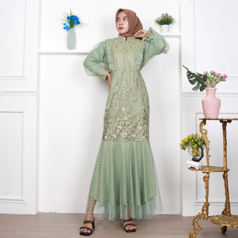 gamis kebaya duyung brukat tutu // vellyn dress gamis brukat organza