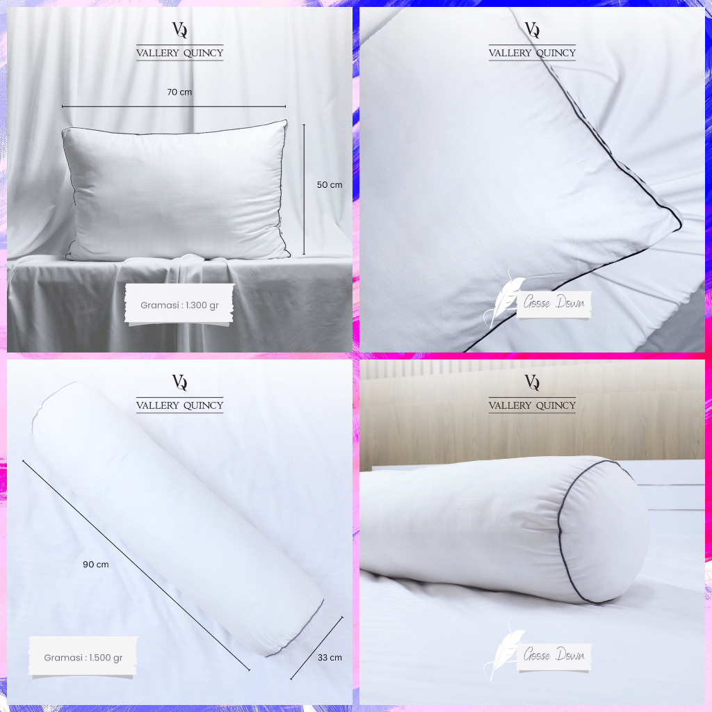 NEW BANTAL / GULING TIDUR VALLERY QUINCY BULU ANGSA - SOFT PILLOW BOLSTER DENGAN BAHAN GOOSE DOWN (