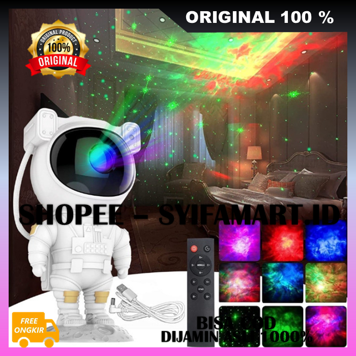 Lampu Tidur Proyeksi Astronot 360 Lampu Tidur Proyektor Karakter Astronot 100% ORIGINAL