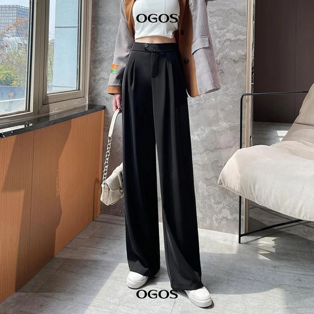 OGOS | Loose Pants Wolfis Trousers Wanita - Celana Kulot Wanita - Celana Anti Kusut  - Celana Kantor