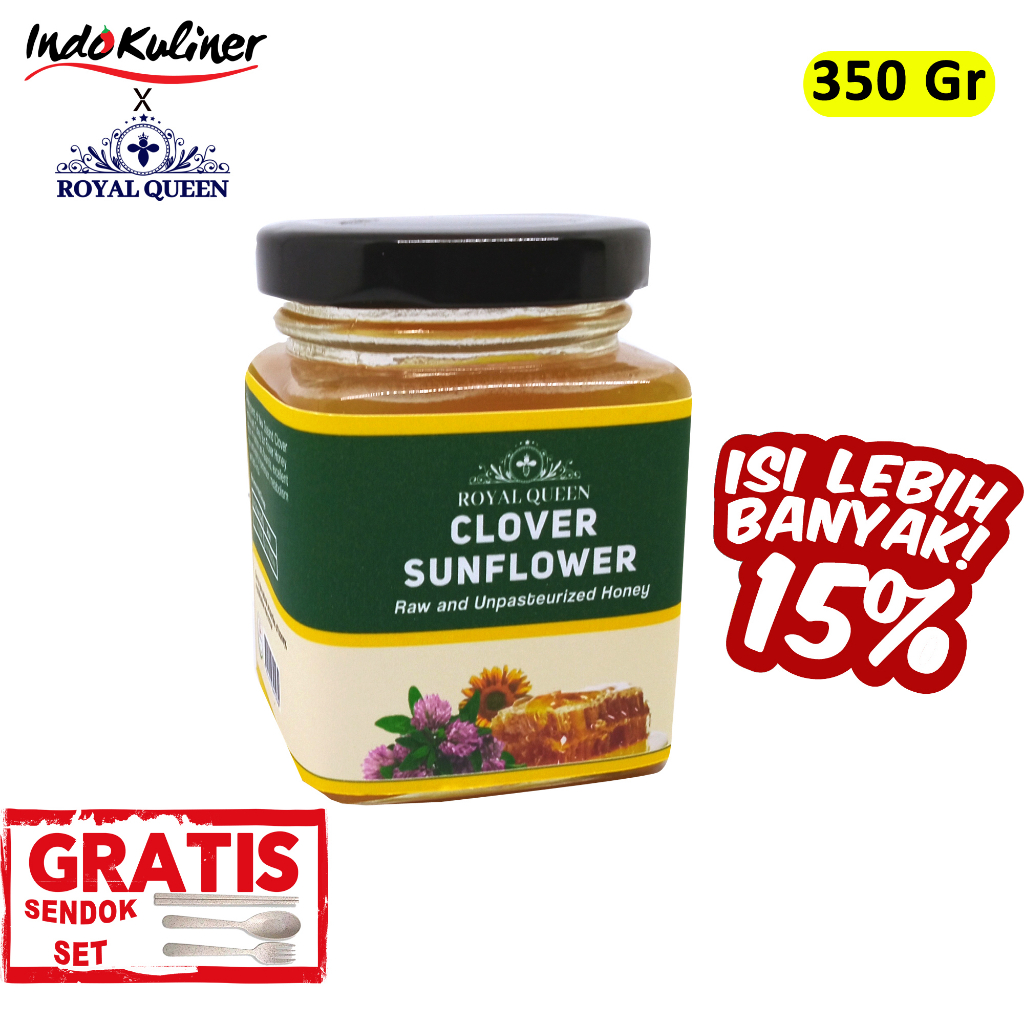 

Indokuliner Madu Clover Plus Sun Flower Honey Blend Royal Queen 350 Gram ASLI