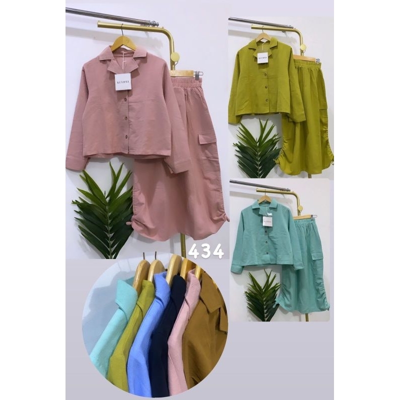 Set 434///One set//one set wanita//One set busui///One set jumbo//Kemeja jumbo//Kemeja busui//One se