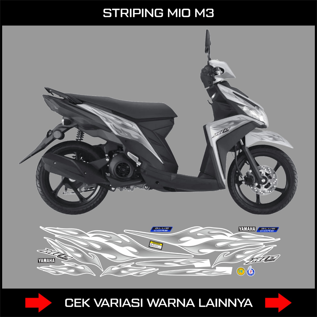 stiker mio m3 mio i125 mio z / striping mio m3 motif api / decal motor mio m3 tribal dasar warna put