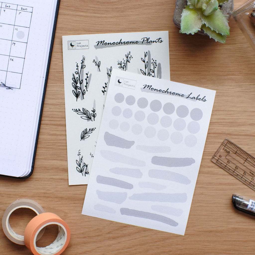 

Monochrome Plants Sticker - Stiker Dekorasi Planner Journal Bujo Diary Agenda by Lun Projects