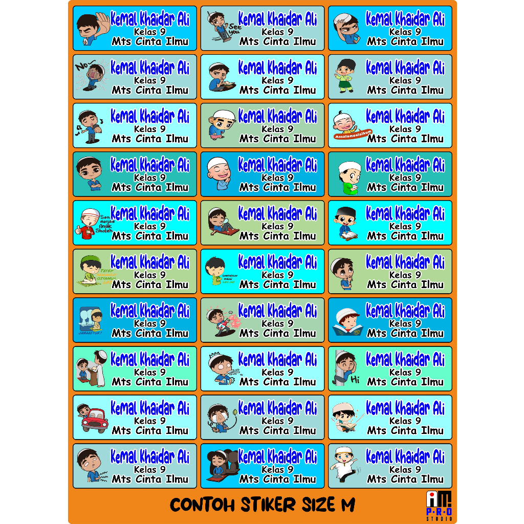 

Stiker label nama Anti Air Karakter SOLEH KID laki laki