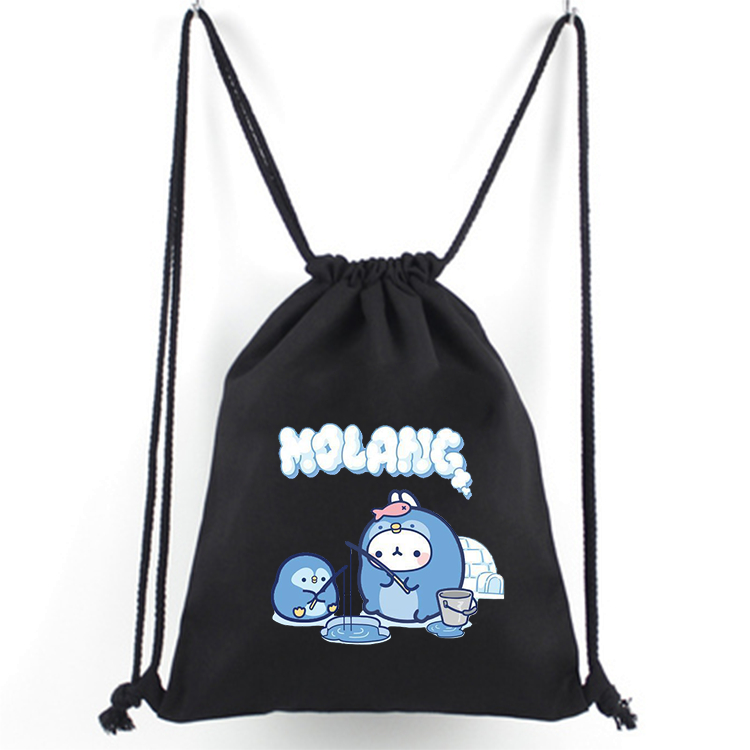 TAS SERUT Hitam MOTIF Molang UNISEX Batch 1 DRAWSTRING BAG