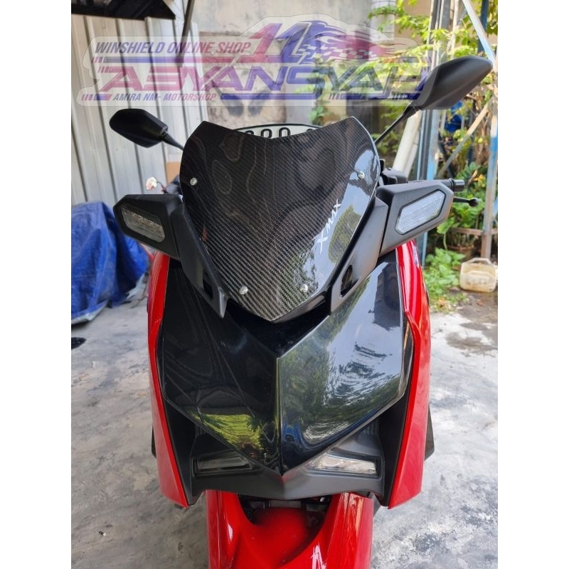 Windshield Xmax New 2023 Sporty Eropa Carbon Kevlar Pakum. Visor Xmax Baru Carbon Kevlar