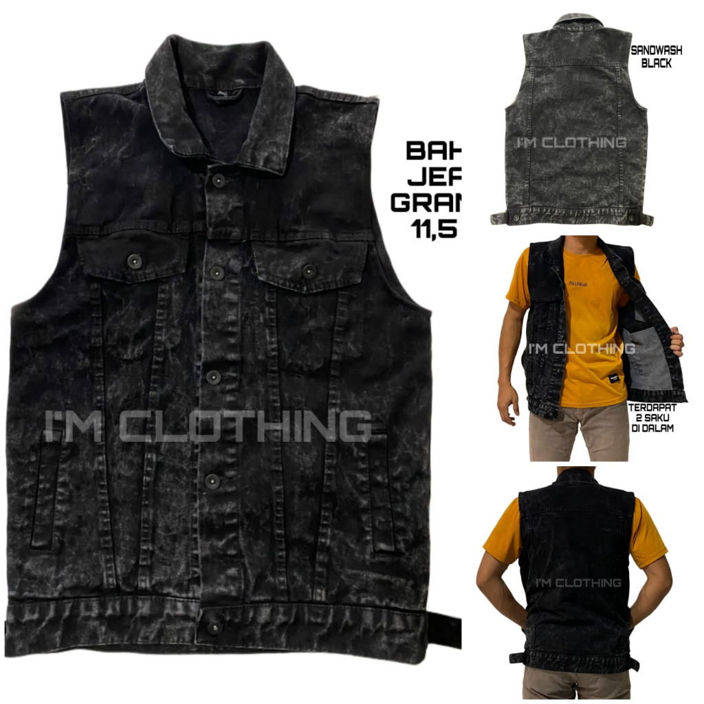 ROMPI JEANS BLACKWASH ROMPI DENIM BLACK SANDWASH VEST JEANS BLACK SANDWASH PRIA COD