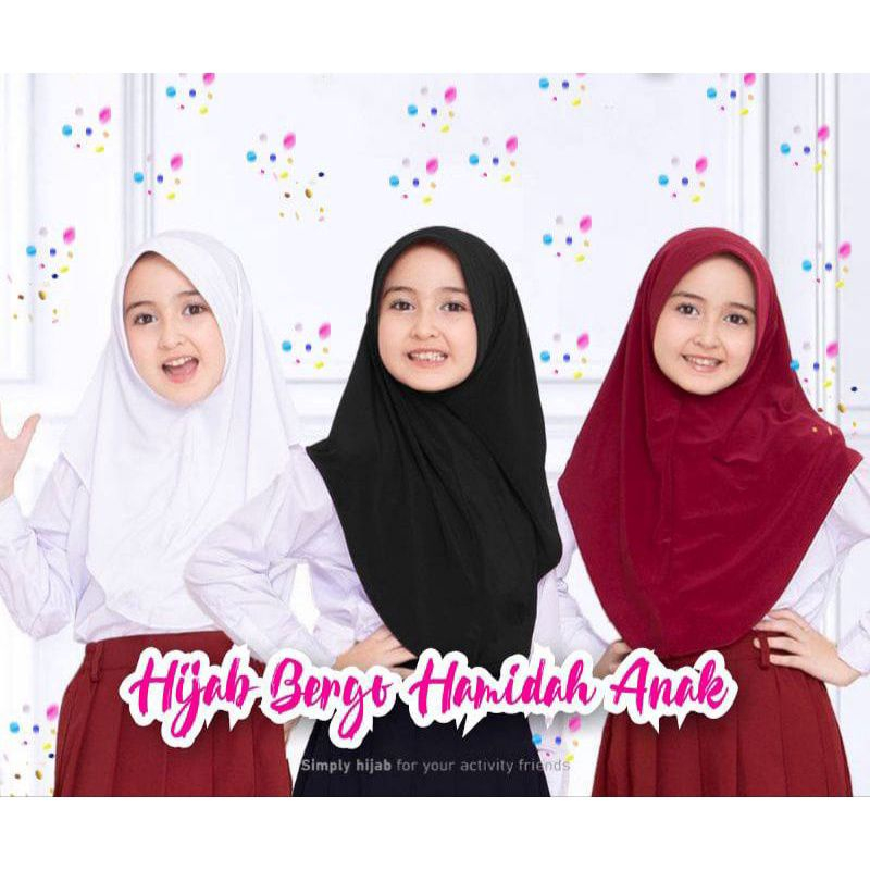 [WS] Jilbab Instan Anak Anak Kerudung Bergo Hamidah Anak Perempuan Hijab Instant Anak Jersey Polos U