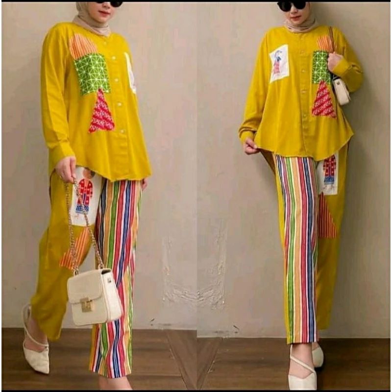 SETELAN CELANA PANJANG WANITA LURIK CERIA BRAND SEMERBAK BATIK ORIGINAL SETELAN KEKINIAN VIRAL SETEL