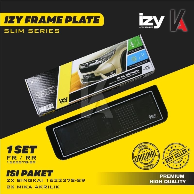 Dudukan tatakan tempat cover plat nomor mobil merk izy akrilik model slim series