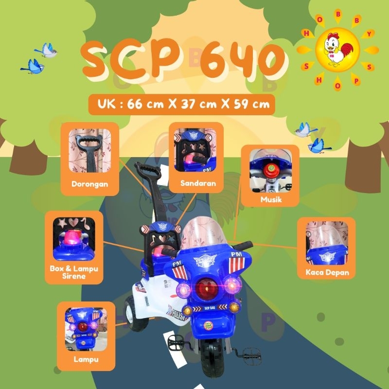 shp scp 640 sepeda polisi musik shp toys -  tricycle police - sepeda anak polisi shp toys scp