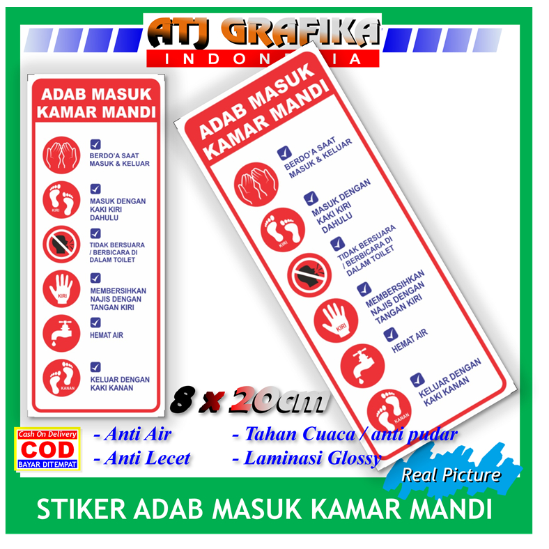 

Stiker label adab masuk kamar mandi etika adab wc sticker ibadah toilet rumah kantor masjid dll