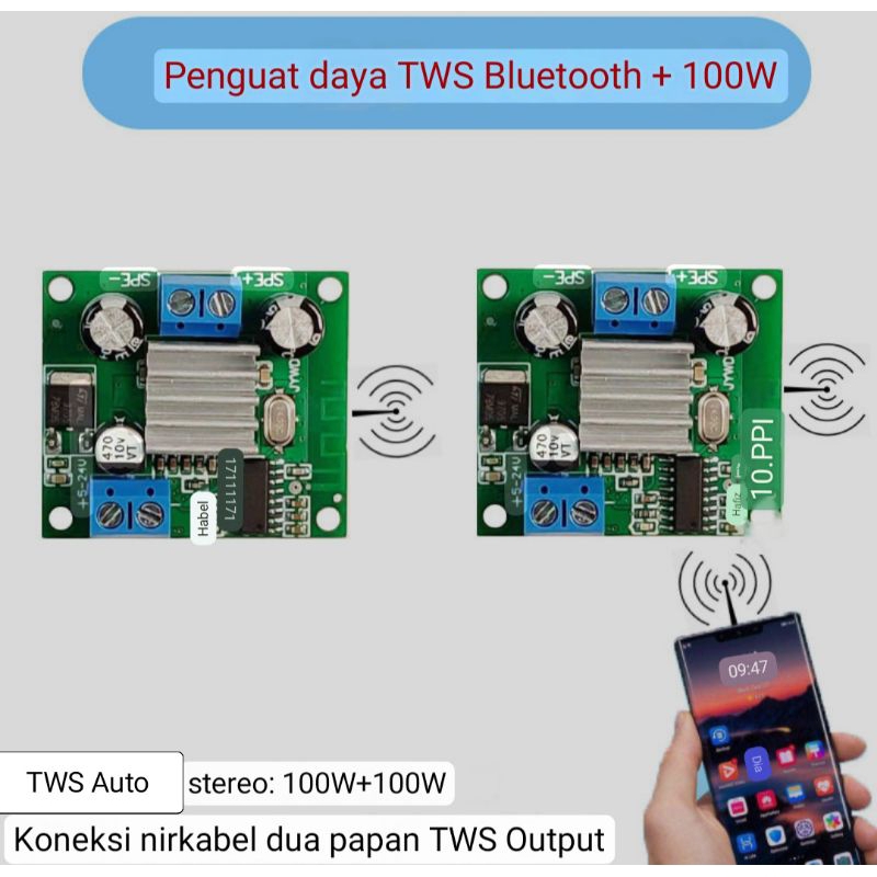 Amplifier TWS TPA 3116 100Watt & TPA 3110 D2 Mono + Bluetooth + TWS