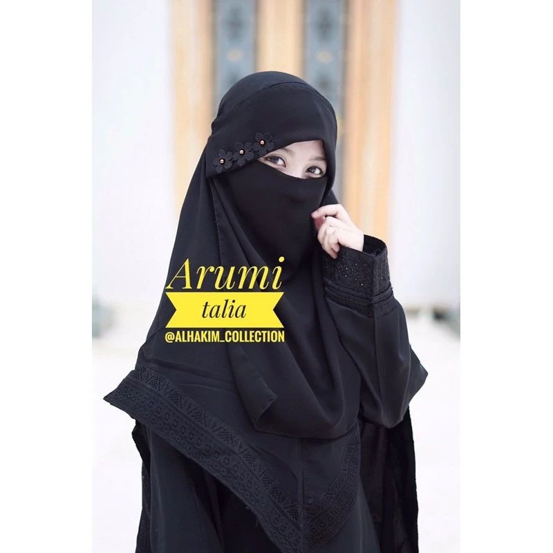 cadar niqab milaya arumi talia cadar poni hias bunga mutiara cadar tali poni 29 variasi warna lengka