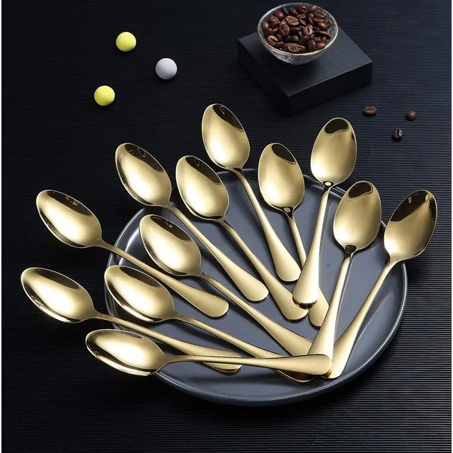 Sendok Makan Stainless Steel Tebal Gold - Sendok Bebek Makan Korea