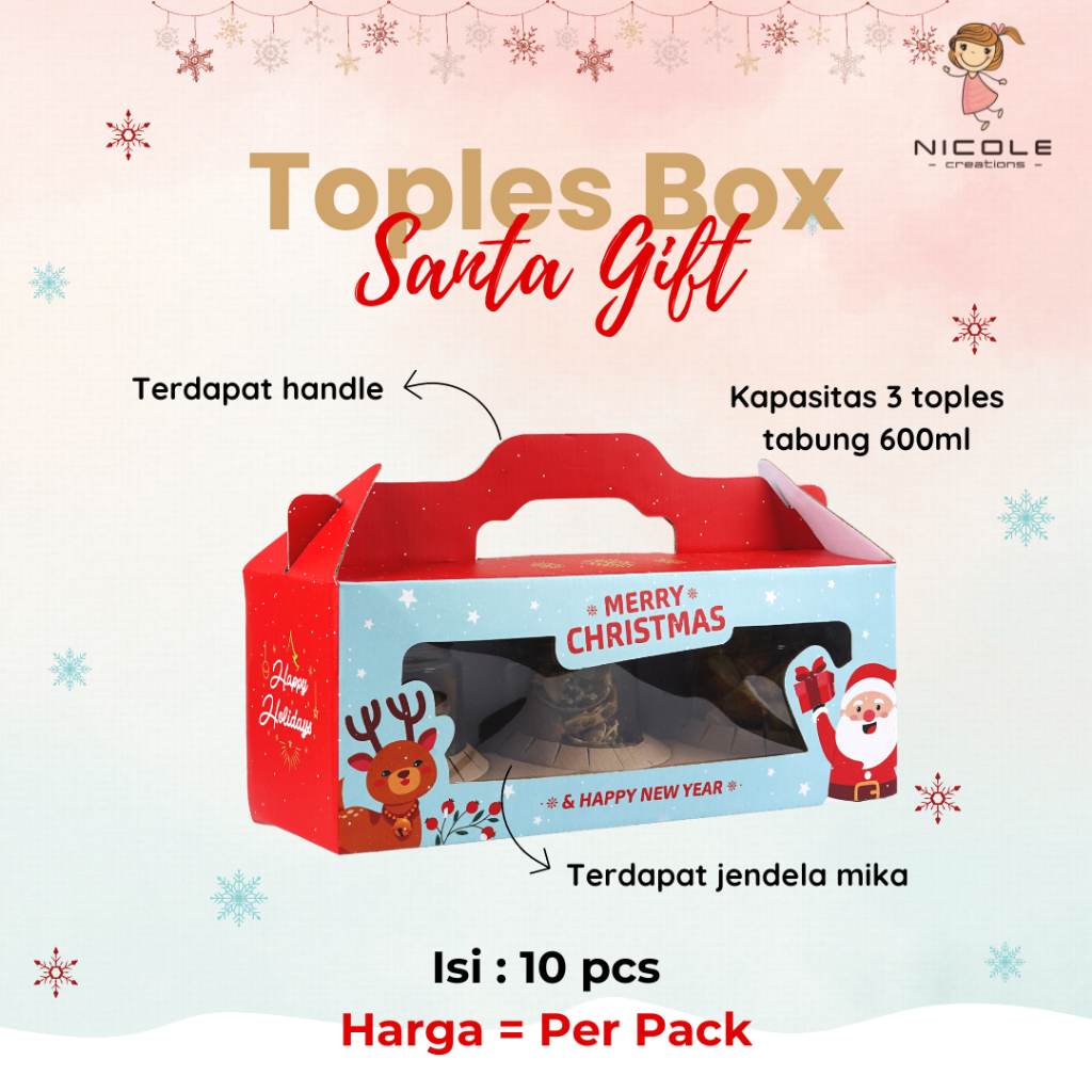 Toples Box Santa Gift  / Christmas Box Handle / Box Cookies