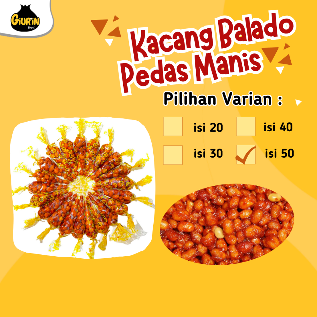 

Kacang Balado Pedas Manis by Giurin Food - Varian isi 50 pcs