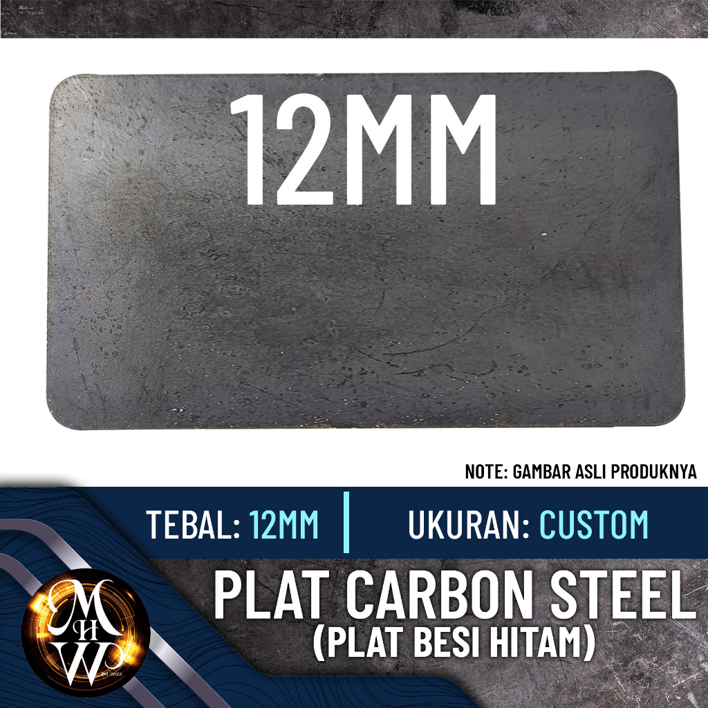 Plat Besi / Carbon Steel -- Tebal 12mm -- Custom (Kelipatan 5cm x 5cm)