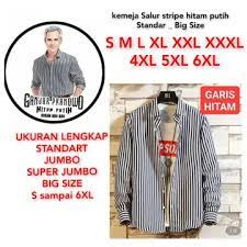 Kemeja Garis Salur Hitam Putih Pria Lengan Panjang Ganjar Pranowo Katun Baju Garis garis Hitam putih