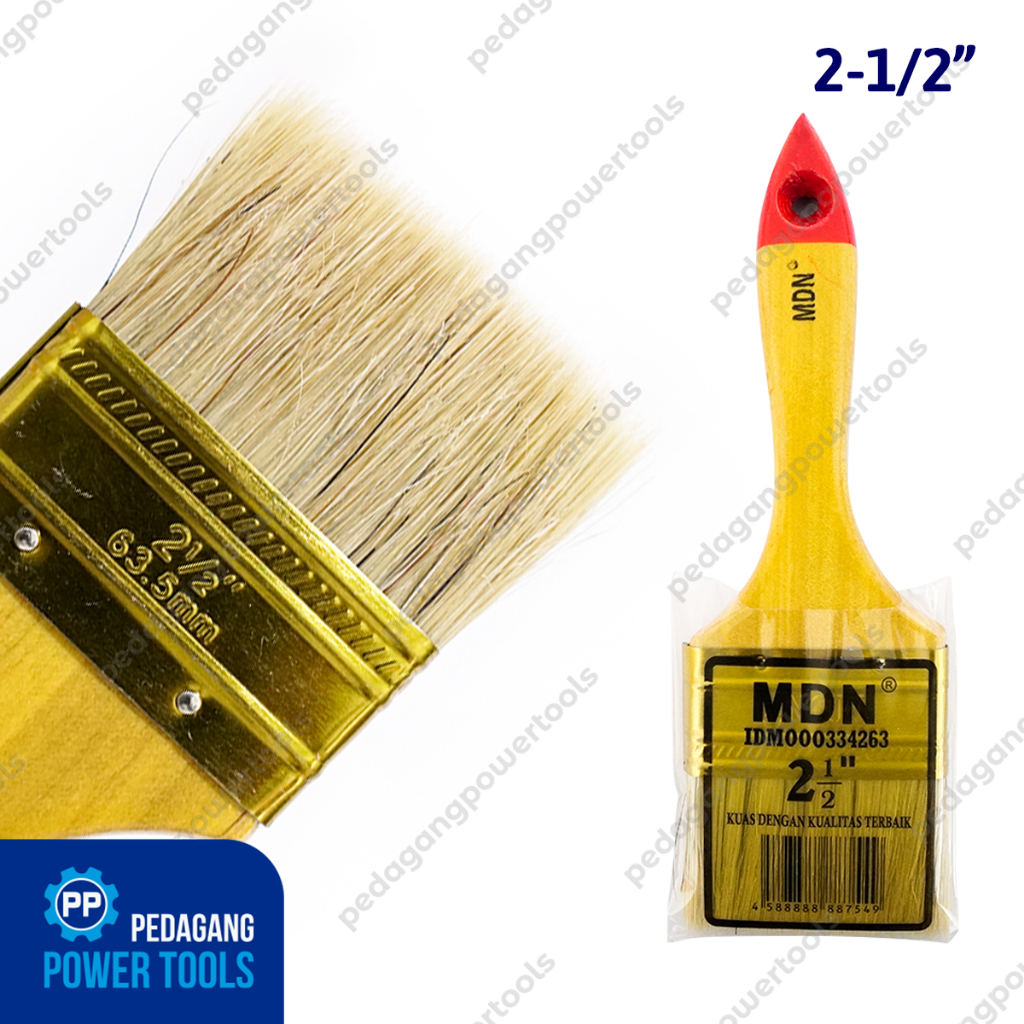 

MDN Kuas Cat 2.5" Putih Gagang Kayu Koas Tembok Dinding Paint Brush