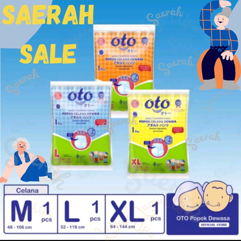 OTO M L XL 1 SACHET POPOK CELANA LANSIA ORANG TUA MATERNITY SEMUA GENDER KELAMIN DEWASA
