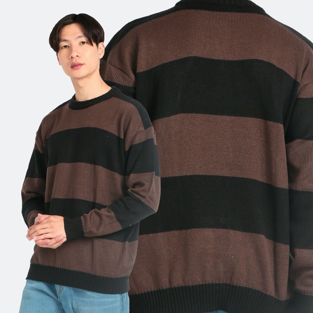 Guten Inc - Sweater Rajut Pria Knittwear Stripes Brown Guten