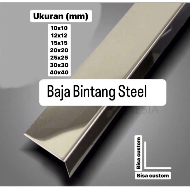 L SIKU MIRROR 15X15MM T:0.8MM  P:3.050MM STAINLESS STEEL 201(1BATANG)