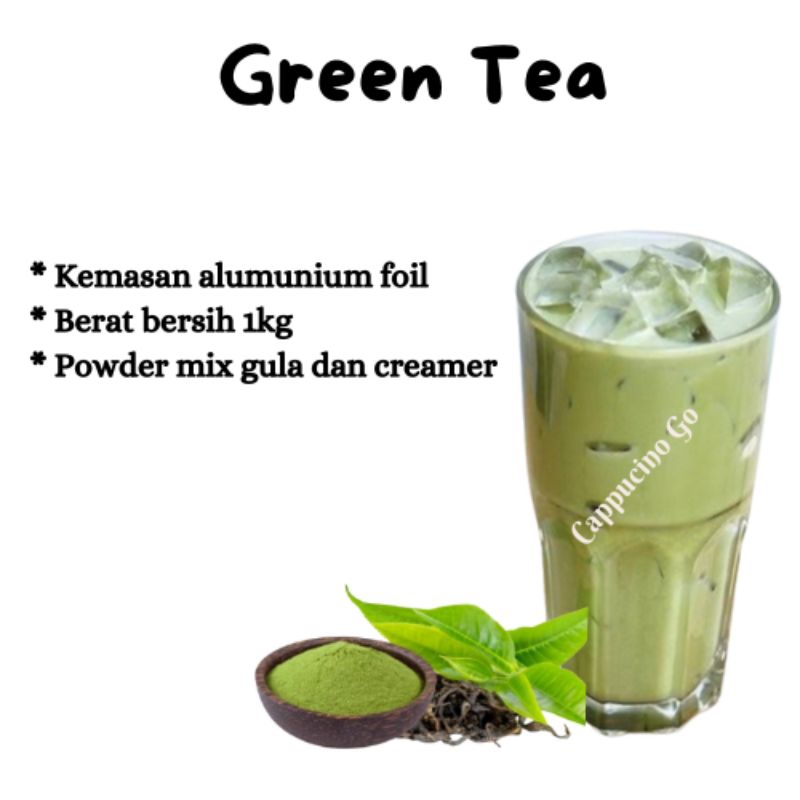 

BUBUK MINUMAN BOBA / SERBUK MINUMAN / POWDER DRINK RASA GREENTEA 1KG MIX GULA