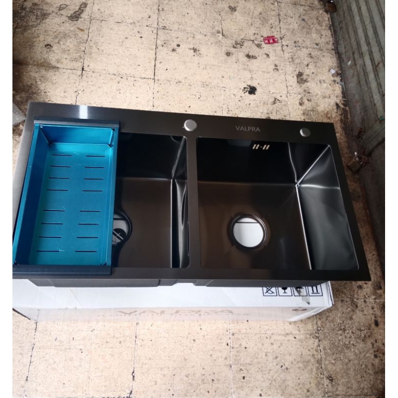 Kitchen sink stainless valpra 8245 hitam / Bak cuci piring stainless hitam 2 lubang valpra