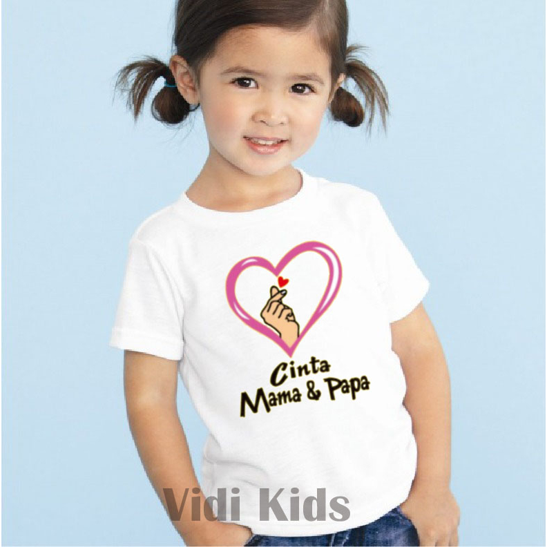 Vidi Kids-KAOS ANAK PEREMPUAN BELI 3 GRATIS HEADSET EXTRA BAS / KAOS ANAK CINTA MAMA PAPA  / ATASAN 